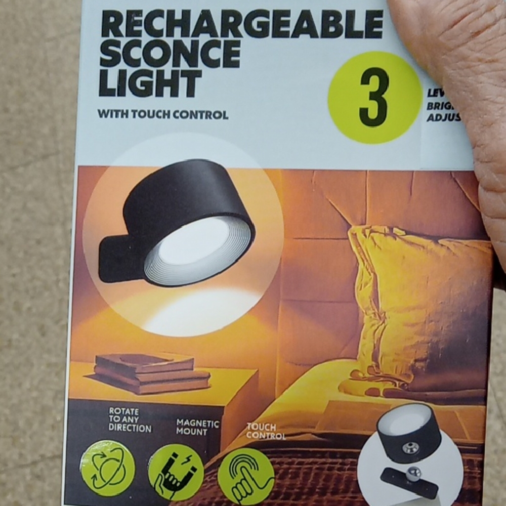 Rechargeable Sconce Light with Touch Control - Black